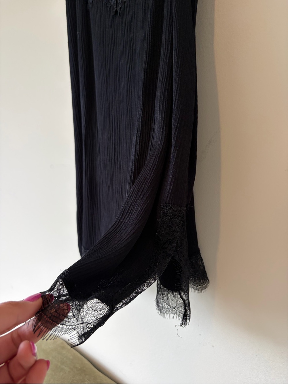 Zara Black Lace-Trim Slip Dress - Picture 3 of 6